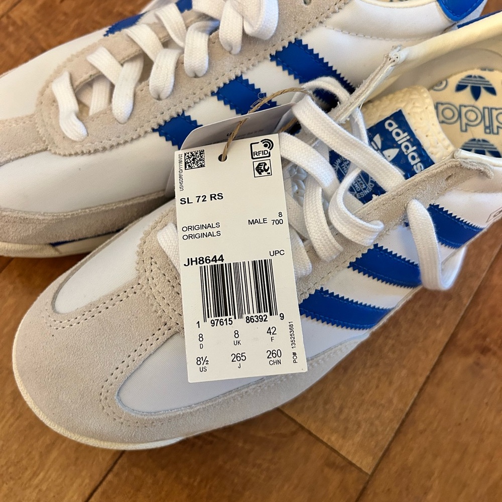 Adidas Men's White and Blue SL 72s size 8.5
